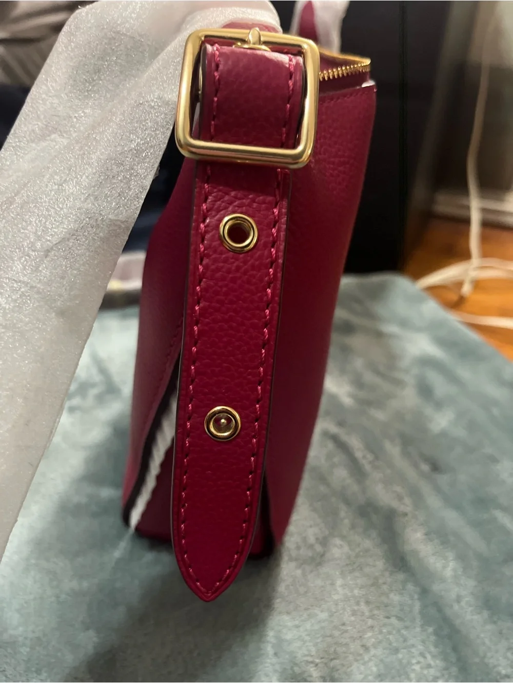 NWT/Coach Pebbled Leather Crossbody in Fuchsia